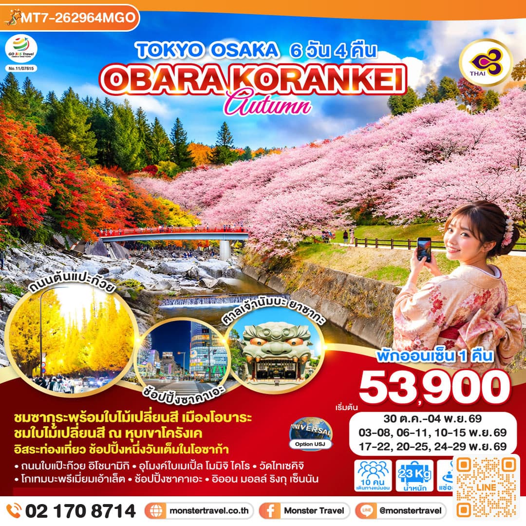 มอนสเตอร์ ทราเวล TOKYO OSAKA OBARA KORANKEI AUTUMN 6D 4N monster travel TOKYO OSAKA OBARA KORANKEI AUTUMN 6D 4N