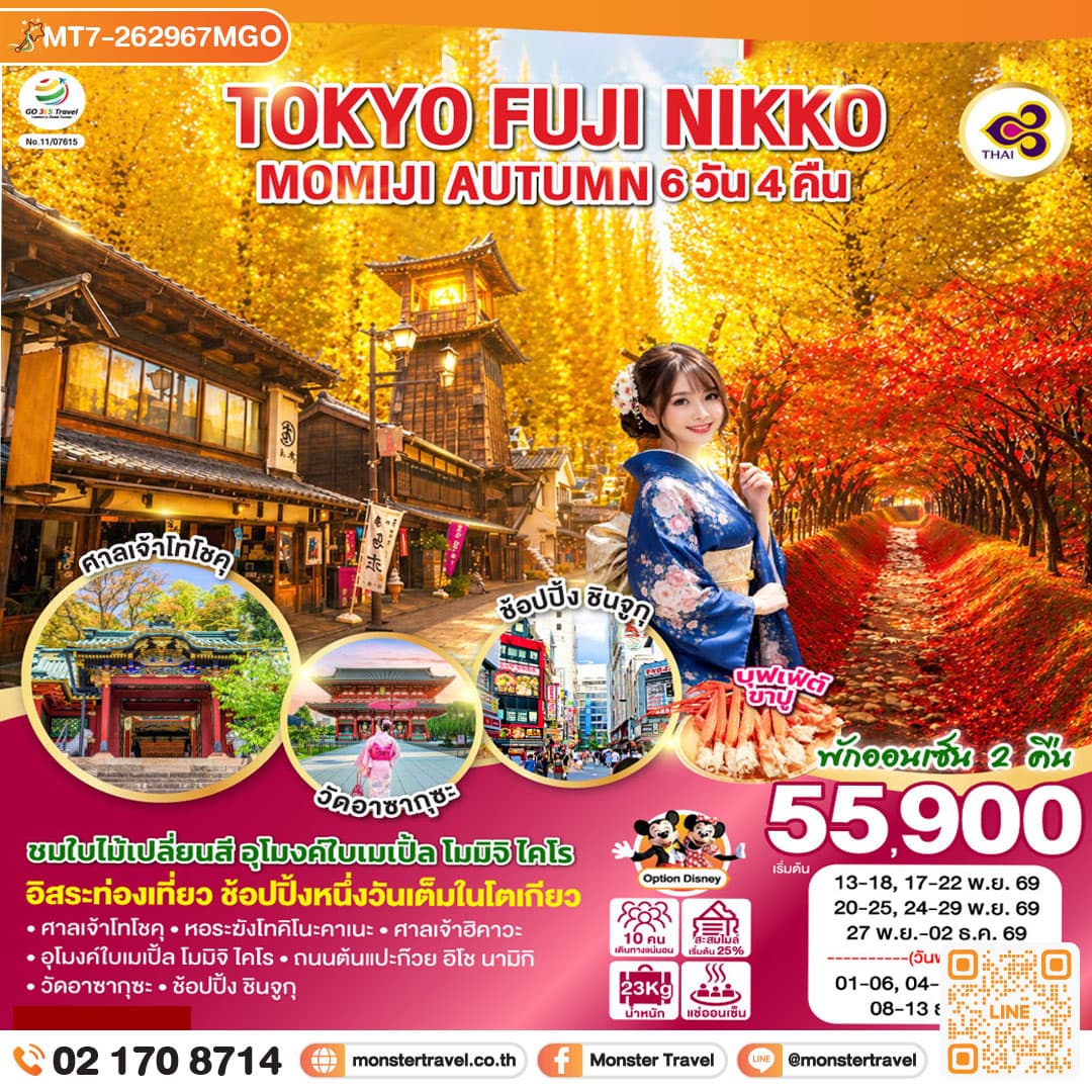มอนสเตอร์ ทราเวล TOKYO FUJI NIKKO MOMIJI AUTUMN 6D 4N monster travel TOKYO FUJI NIKKO MOMIJI AUTUMN 6D 4N