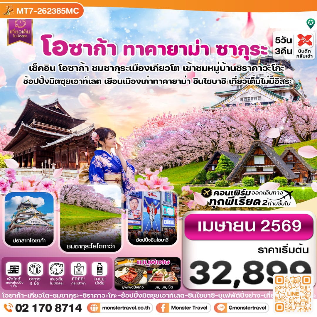 monster travel โอซาก้า ทาคายาม่า ซากุระ 5วัน3คืน
