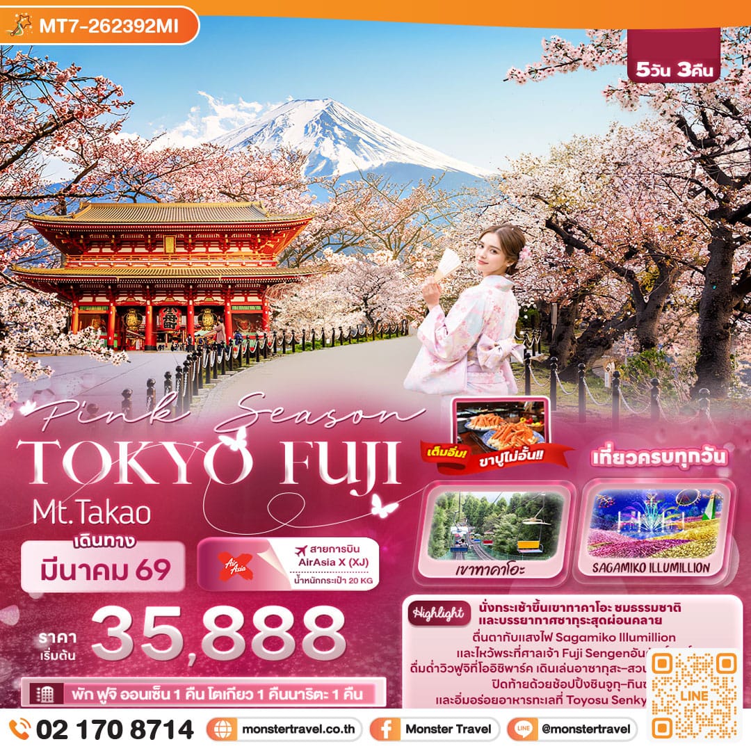 monster travel Pink Season TOKYO FUJI Mt.Takao 5วัน 3คืน