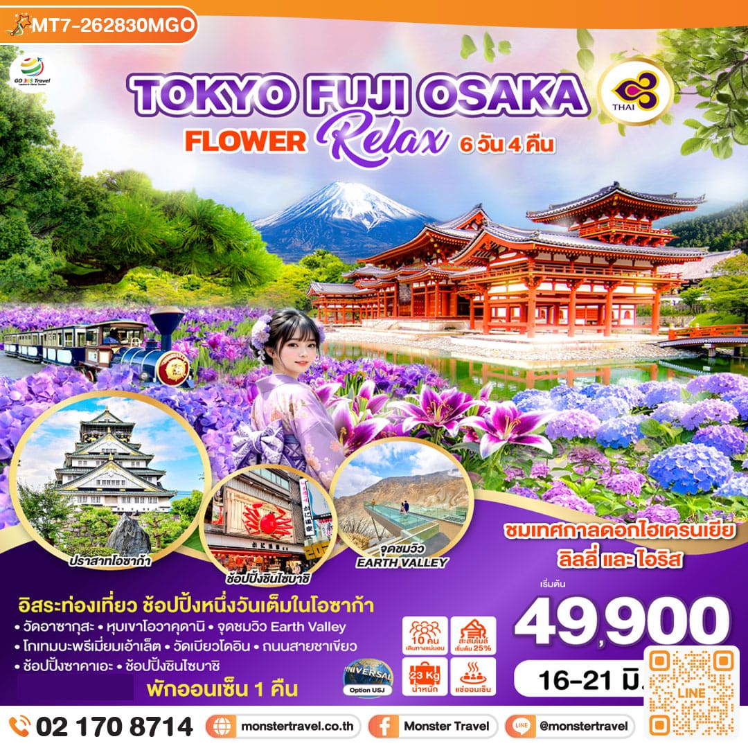 monster travel TOKYO FUJI OSAKA FLOWER RELAX 6D 4N